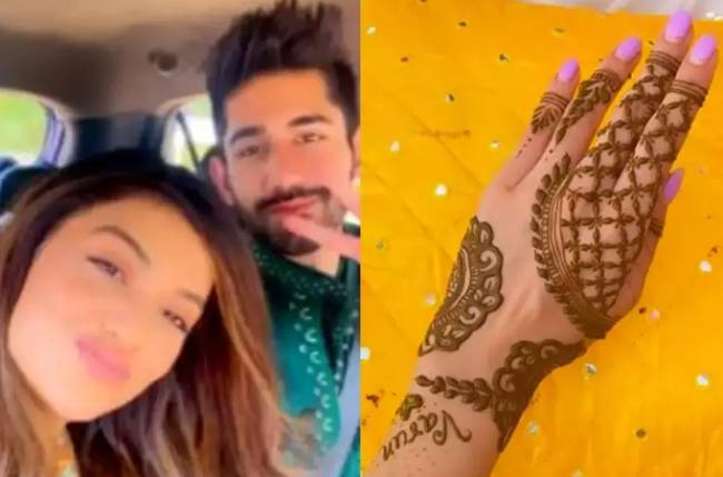 Divya Agarwal writes beau Varun Sood’s name with henna at his sister Akshita’s WEDDING FUNCTION!